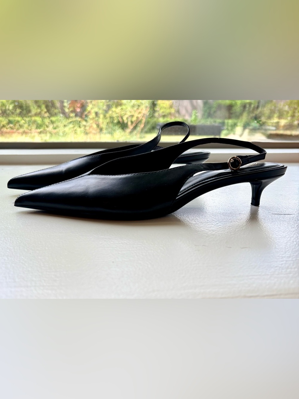 Zara Black Slingback Kitten Heels